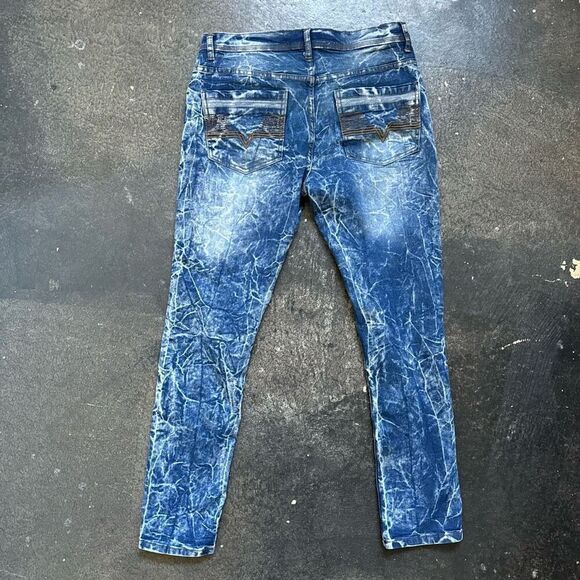 Huntington Acid Wash Style Men’s Jeans Size 33x30.5 Skinny Fit High Rise Denim - Picture 7 of 14